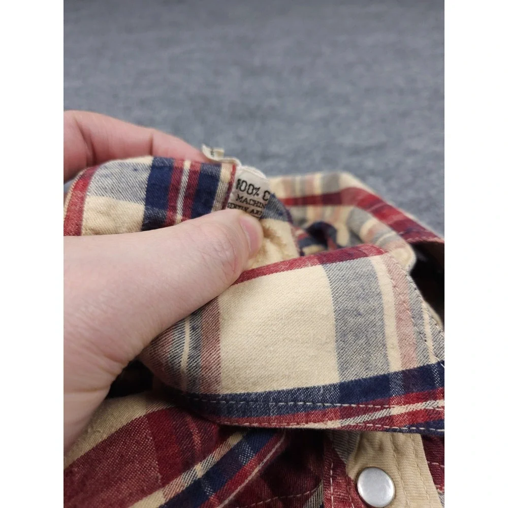 Vintage Faded Glory Pearl Snap Shirt Men's Large Plaid Western Cotton USA